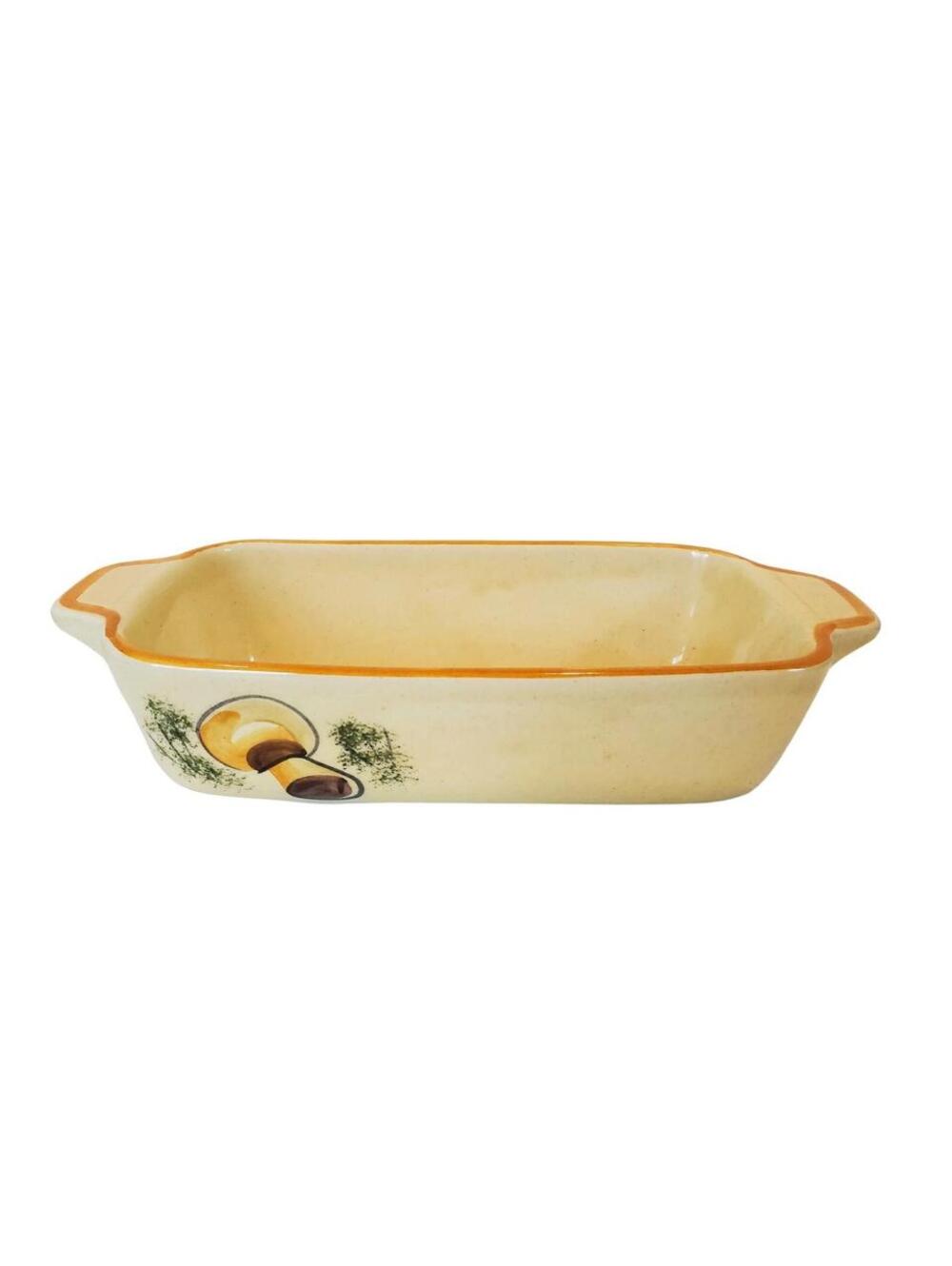 Vintage 70s Los Angeles Potteries Mushroom Casserole Ceramic Dish Retro Cooking